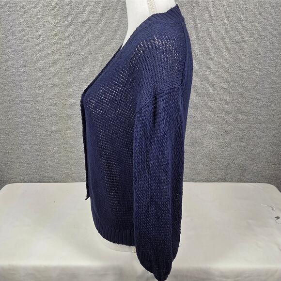 LOFT WOMEN'S NAVY BLUE KNIT BUTTON CARDIGAN – SIZE XS – COTTON BLEND – TEXTURED - Picture 11 of 13
